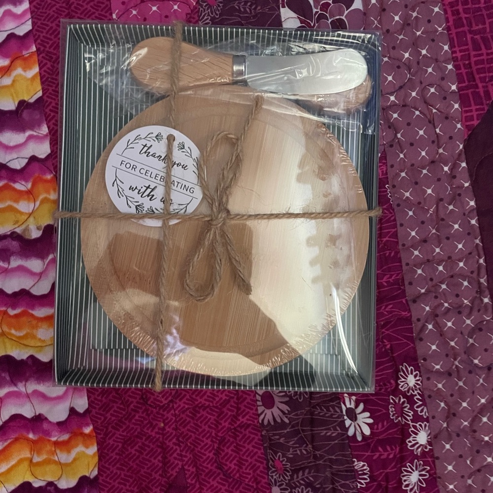 Elegant Bamboo Cheese Board Set with Silver Knife